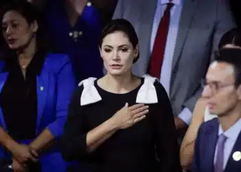 101921986 former brazilian first lady michelle bolsonaro gestures during the swearing in ceremon jpg